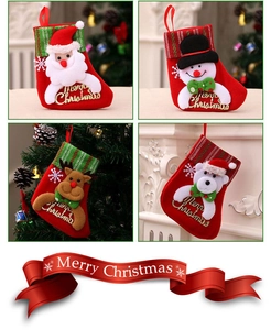 Set of 4 festive Christmas stockings with 3D Santa, Snowman, Reindeer, and Polar Bear motifs