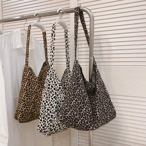 Borsa Tote In Tela Con Stampa Leopardata Grande Capacità Borsa A Spalla Casual Retrò Per Donne