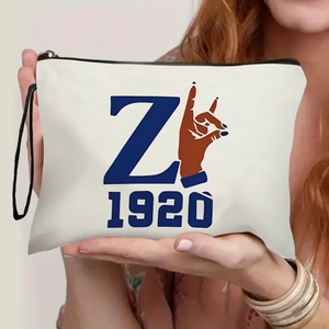 Fine Linen Makeup Bag Women Zipper Toiletry Pouch Portable Travel Cosmetic Organizer Letter Print Z 1920 Wrist Strap