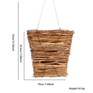Hanging woven rattan basket for Thanksgiving decor with dimensions 19x35cm
