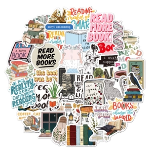 50 pieces of waterproof reading-themed vinyl stickers for laptop, Kindle, and water bottles
