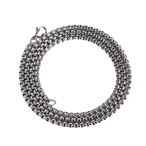 Polished silver stainless steel round box chain necklace with a secure lobster clasp