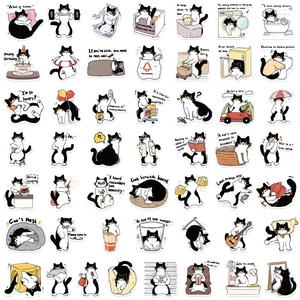 Set of 50 cute cartoon cow cat stickers for scrapbooking and DIY waterproof decoration