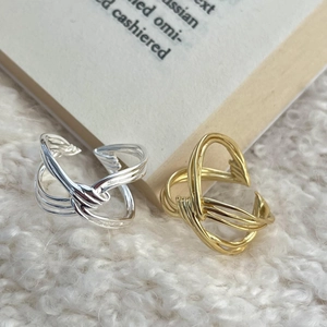 Minimalist 925 sterling silver knotted cross rings in gold and silver finish