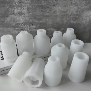 Macro shot of various textured silicone vase molds for DIY crystal resin and gypsum casting
