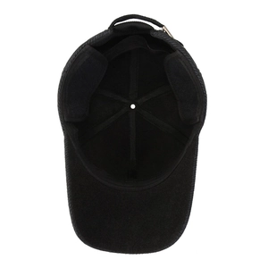 Inside view of men's winter wool baseball cap with thick warm lining and sweatband