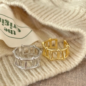Minimalist 925 sterling silver hollow geometric open rings in gold and silver finish
