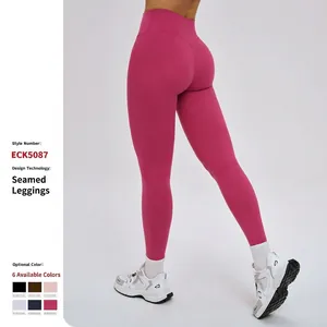 Pantalons de Yoga sans Couture à Taille Haute pour Femmes Levage des Fesses Contrôle du Ventre Leggings d'Entraînement Collants de Course Respirants Pantalons de Sport Doux
