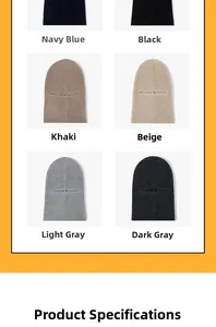 Detailed grid showing six color options of ribbed knit balaclavas for cold weather protection
