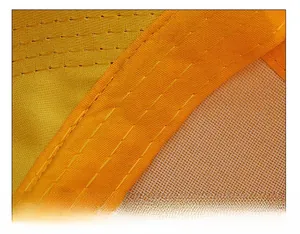 Detail of the yellow moisture-wicking sweatband and fine stitching inside a baseball cap