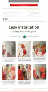 Detail guide showing PVC static glass sticker installation steps for New Year decor