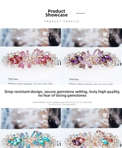 Detail view of crystal butterfly hair clips in red, purple, blue, and multicolor designs