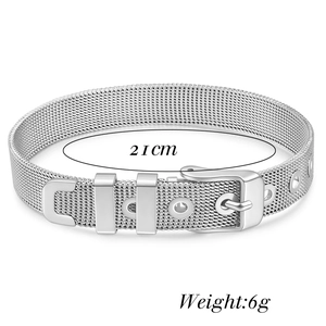 10mm silver mesh stainless steel bracelet with buckle closure and 21cm length