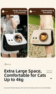 Detail view of portable pet carrier bag showing shoulder strap and breathable side vents