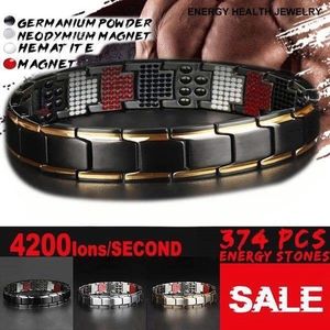 Magnetic therapy bracelet with 374 energy stones and 4200 ions release for men