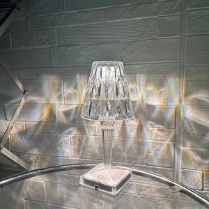 Crystal Diamond Table Lamp Acrylic USB Charging Touch Control Multicolor RGB Night Light Cordless Atmosphere Bedside