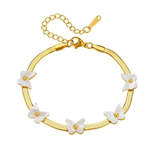 Bracciale In Acciaio Inossidabile Farfalla Margherita Placcato Oro Catena Serpente Piatta Regolabile Gioielli Moda Donna