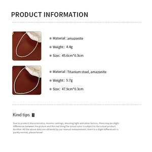 Detailed product dimensions for Amazonite beaded necklace and titanium steel chain