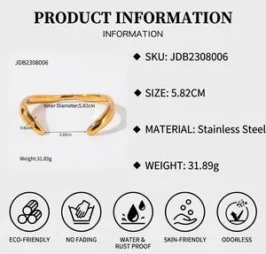 Tabella taglie dettagliata per il bracciale rigido irregolare in acciaio placcato oro 18k