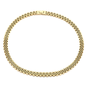 10mm Gold Stainless Steel Watch Link Chain Necklace for Men and Women in Jubilee Style