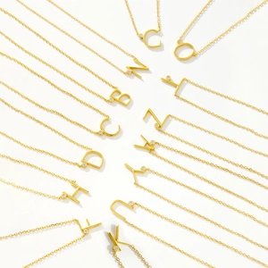 925 Sterling Silver Initial Letter Necklace 18K Gold Plated Cubic Zirconia Alphabet Pendant For Women Minimalist Jewelry