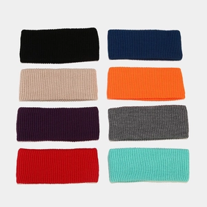 Minimalist knitted wide headbands in 8 various colors with vertical ribbed texture