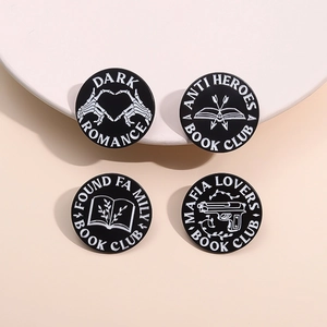 Circular Enamel Pin Badge Literary Book Club Dark Romance Skeleton Hand Zinc Alloy Metal Brooch Accessory For Backpack Hat