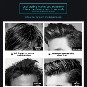 Close-up showing before and after styling results with texture hair comb on men's hair