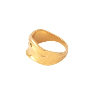 French style gold irregular wavy ring in tarnish-free titanium steel for women