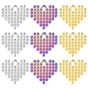 Stainless Steel Heart Pendant Necklace Bubble Beaded Design Rainbow Gold Silver Fashion Jewelry Accessories For Women