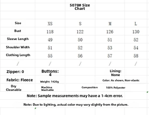 Detailed size guide and measurements for the reversible women's jacket in sizes XS to L