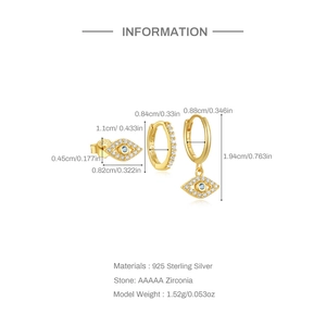 Detail specifications of 925 silver evil eye and star earring set with zirconia stones