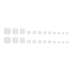 Lot de 24 faux ongles d'orteils blancs brillants minimalistes de tailles variées