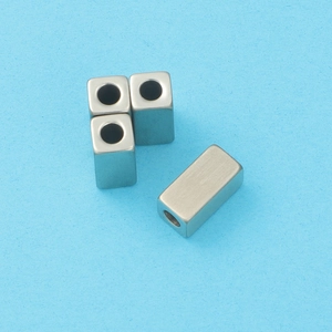 Brushed silver square beads with large holes for DIY jewelry necklaces and bracelets