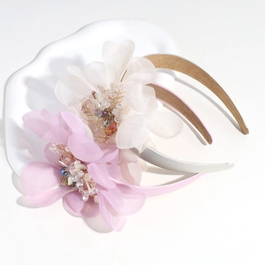 Elegant Flower Headband Fabric Chiffon Rhinestones Crystal Beads Bridal Wedding Party Hair Accessories For Women