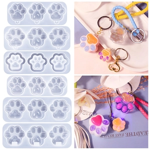 Cat Paw Silicone Mold For Resin Casting DIY Keychain Heart Quicksand Pendant Jewelry Making Tool Cute Novelty