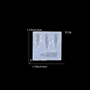 Macro view of square lily flower silicone mold for 3D nail art DIY showing 4.4cm size