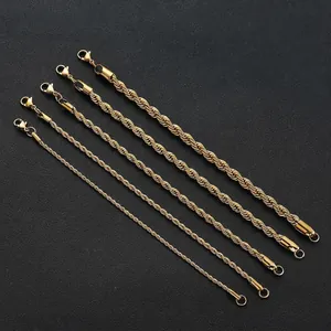 Stainless Steel Rope Chain Bracelet Twist Link Hip Hop Punk Jewelry For Men Women Unisex