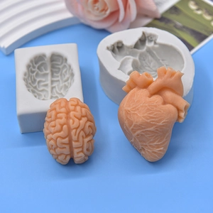 Silicone Mold Brain Heart Organ Shape For Halloween Cake Decoration DIY Soap Candle Crafting Realistic Anatomy