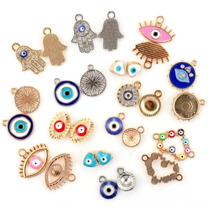 Evil Eye Hamsa Hand Charms Alloy Enamel Rhinestone Pendants For DIY Jewelry Making Bracelet Necklace Earrings Handmade Accessories