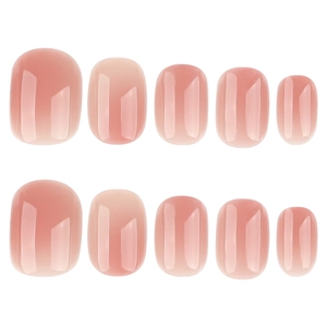 Minimalist short round gradient pink press-on nails set with 10 glossy resin pieces