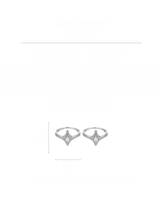 Detailed view of silver starburst earrings with marquise zircon and dimensions