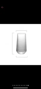Vertical ribbed glass cup dimensions showing 15cm height and 6.5cm diameter size