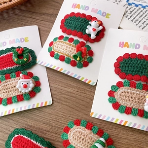 Handgefertigte Gestrickte Weihnachts Haarspangen Für Mädchen Süße Weihnachtsmann Schneemann Baum Strickwolle Haarspangen Feiertags Party Haarschmuck
