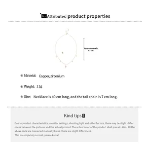 Detailed jewelry specifications for the gold cross pendant necklace with zircon accents