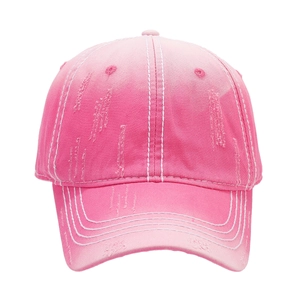 Vintage washed pink distressed baseball cap with a soft top for outdoor fashion