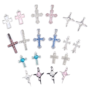 Colorful rhinestone cross pendants in various styles for DIY necklace jewelry making