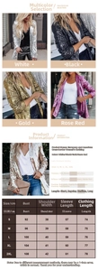 Detailed size chart for the sequin blazer including bust, shoulder, and sleeve measurements