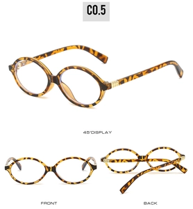 Three angles of tortoise shell oval sunglasses showing front, back and side hinge details