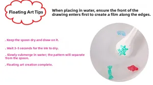 Macro instruction showing magic floating pen drawing on spoon and slow immersion technique